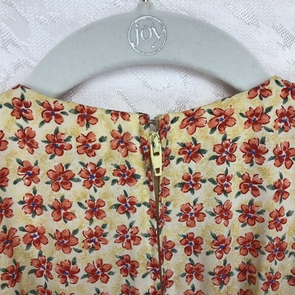 Karin Stevens Vintage 100% Rayon Floral Midi Dress Cottagecore Cream&Orange Sz 6 - Picture 11 of 15